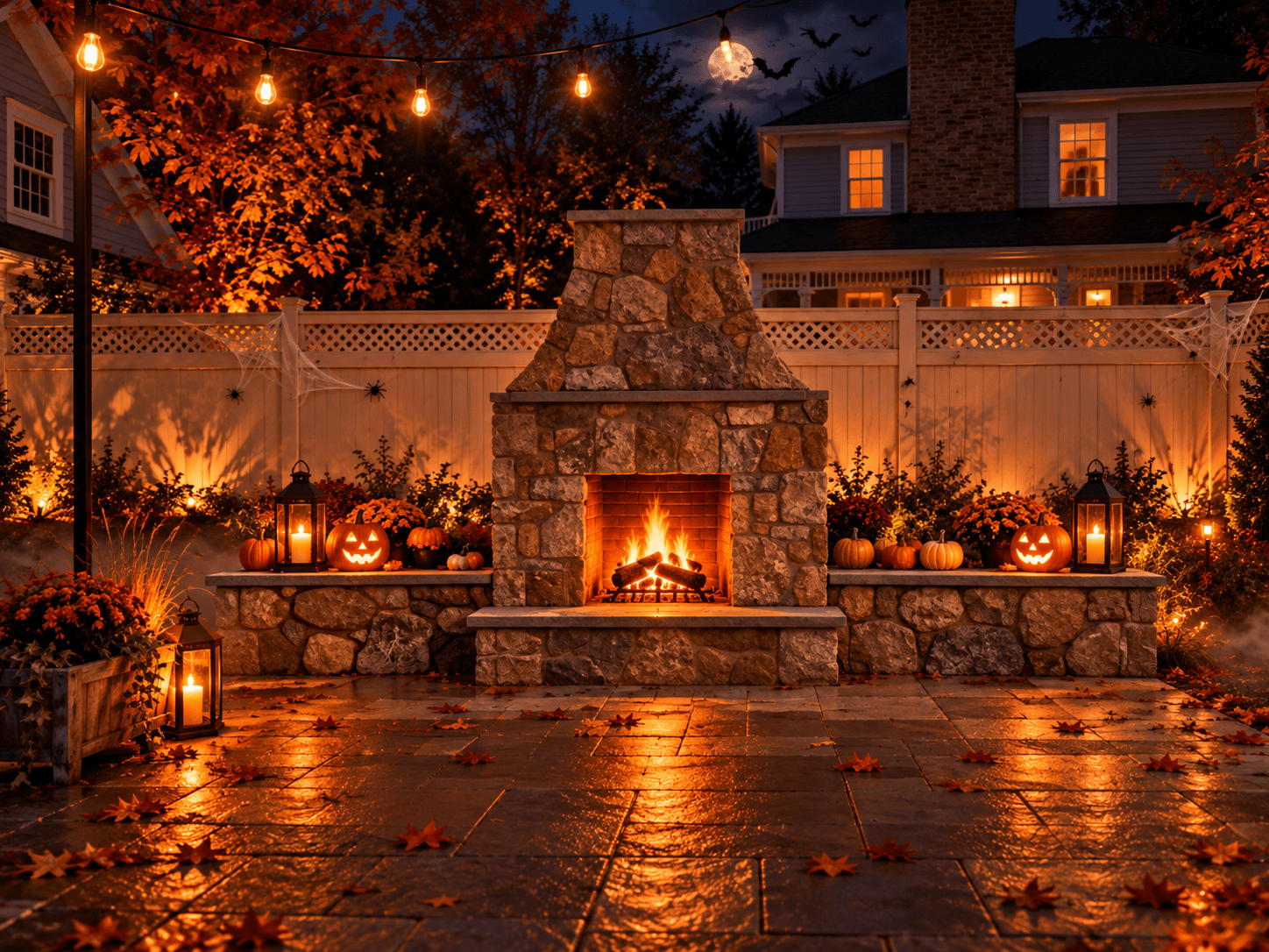 Navarro Concrete and Stone project with Halloween decorations